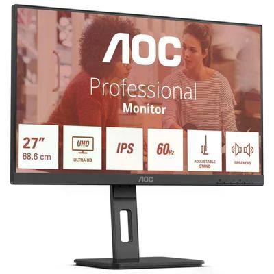 AOC U27E3UF Monitor PC 27'' IPS 4K UHD 3840x2160 60 Hz Adaptive Sync Altoparlanti Hub USB 3