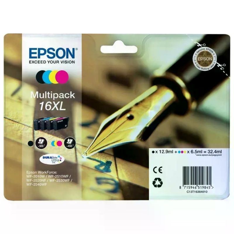 Epson Multipack 16XL Cartucce Originali DURABrite Ultra, 4 Colori