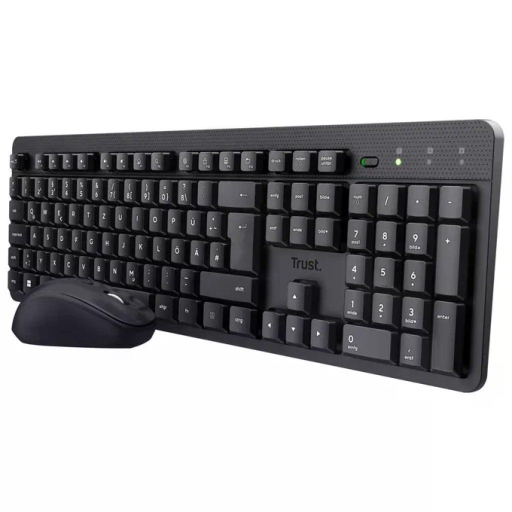 Trust TKM-360 Kit Tastiera e Mouse Wireless Ultrasilenzioso USB 10 metri layout standard colore Nero