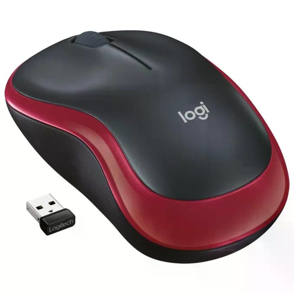 Logitech M185 Mouse Wireless Ottico 1000 DPI Rosso