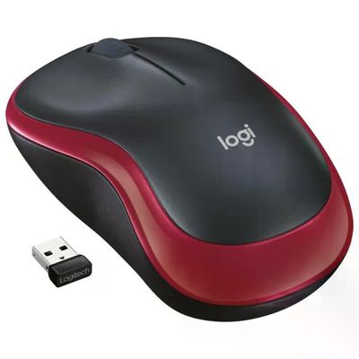 Logitech M185 Mouse Wireless Ottico 1000 DPI Rosso