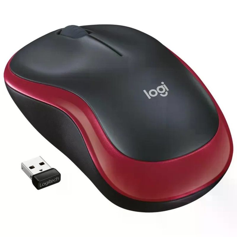 Logitech M185 Mouse Wireless Ottico 1000 DPI Rosso