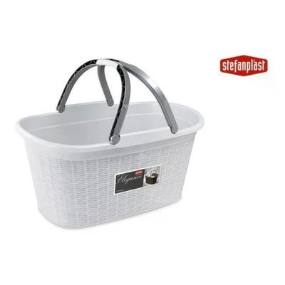 Stefanplast Elegance Cesta Rettangolare Bianca con Manici 58 × 38 × 29,5 cm