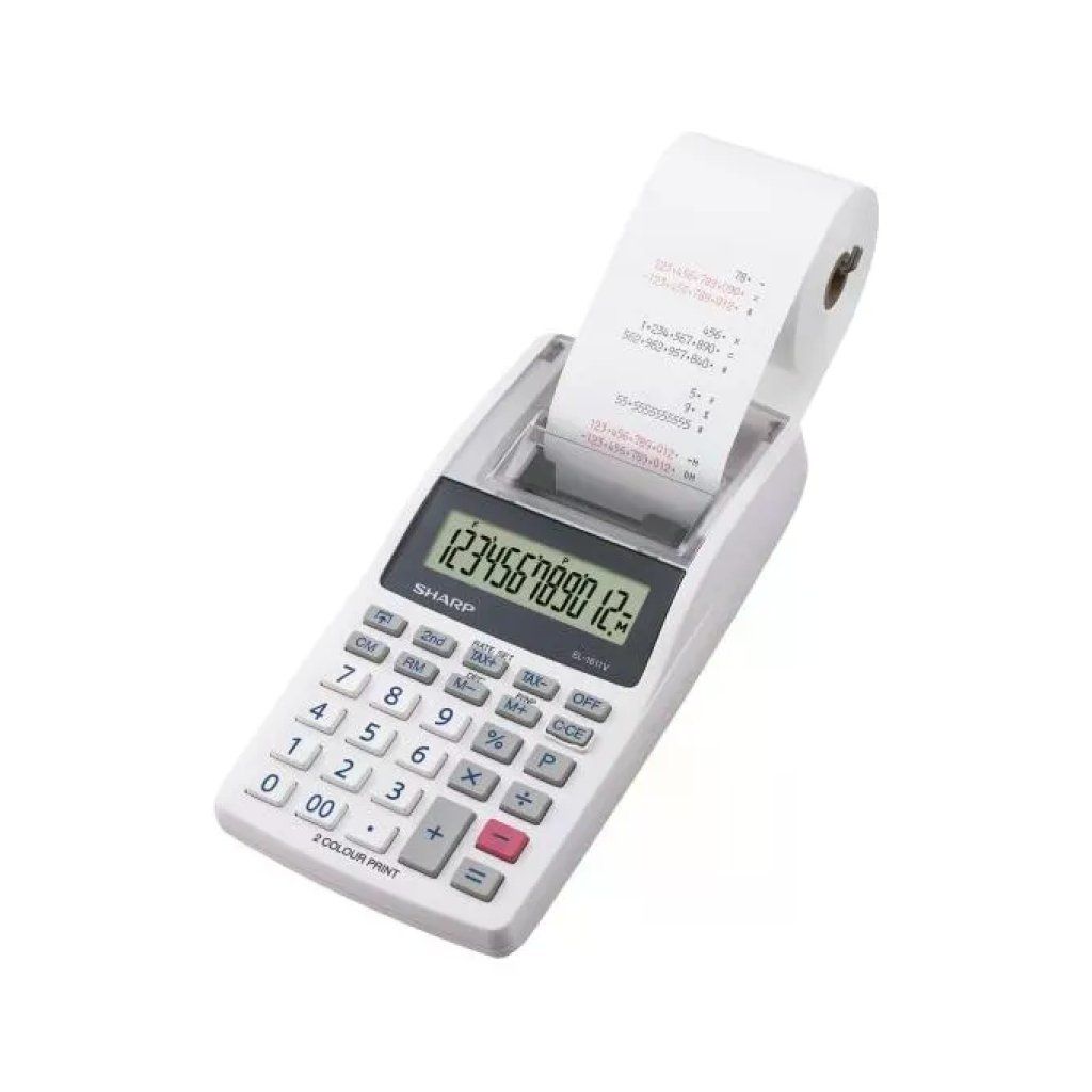Sharp EL-1611V Calcolatrice Scrivente da Tavolo, 12 Cifre, Stampa Bicolore