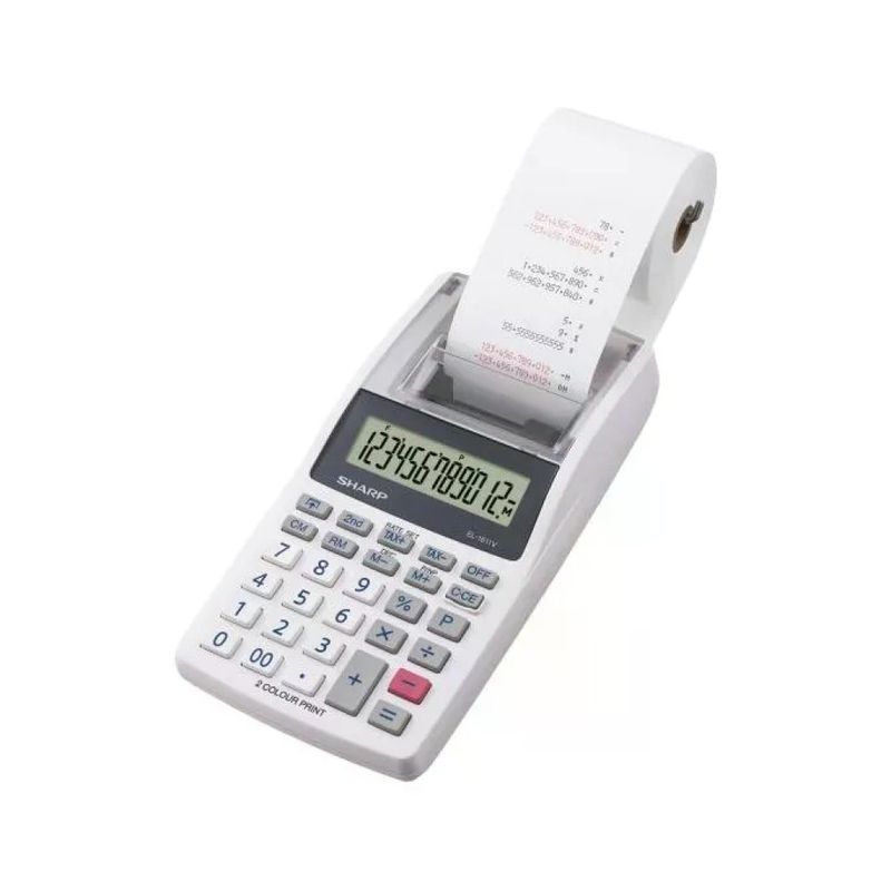 Sharp EL-1611V Calcolatrice Scrivente da Tavolo, 12 Cifre, Stampa Bicolore