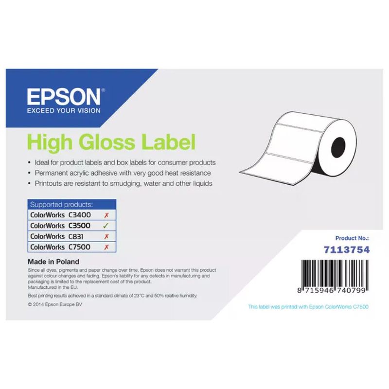 Epson Etichetta Lucida Autoadesiva 7113754 102 mm x 76 mm Rotolo da 415 Etichette