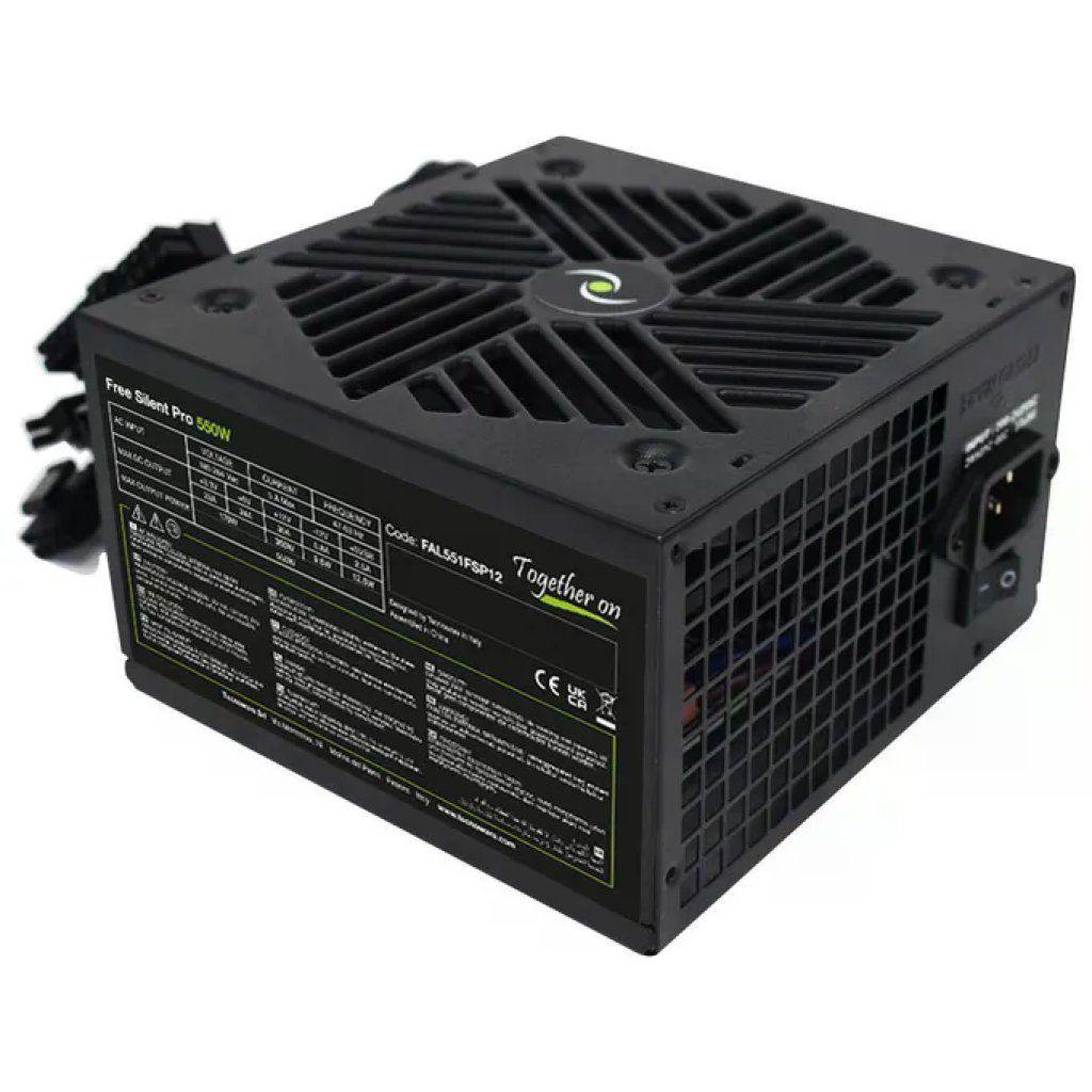 Tecnoware FAL551FSP12 Free Silent PRO Alimentatore PC ATX 550W PFC Attivo 4 SATA 1 PCIe 6+2 pin colore Nero