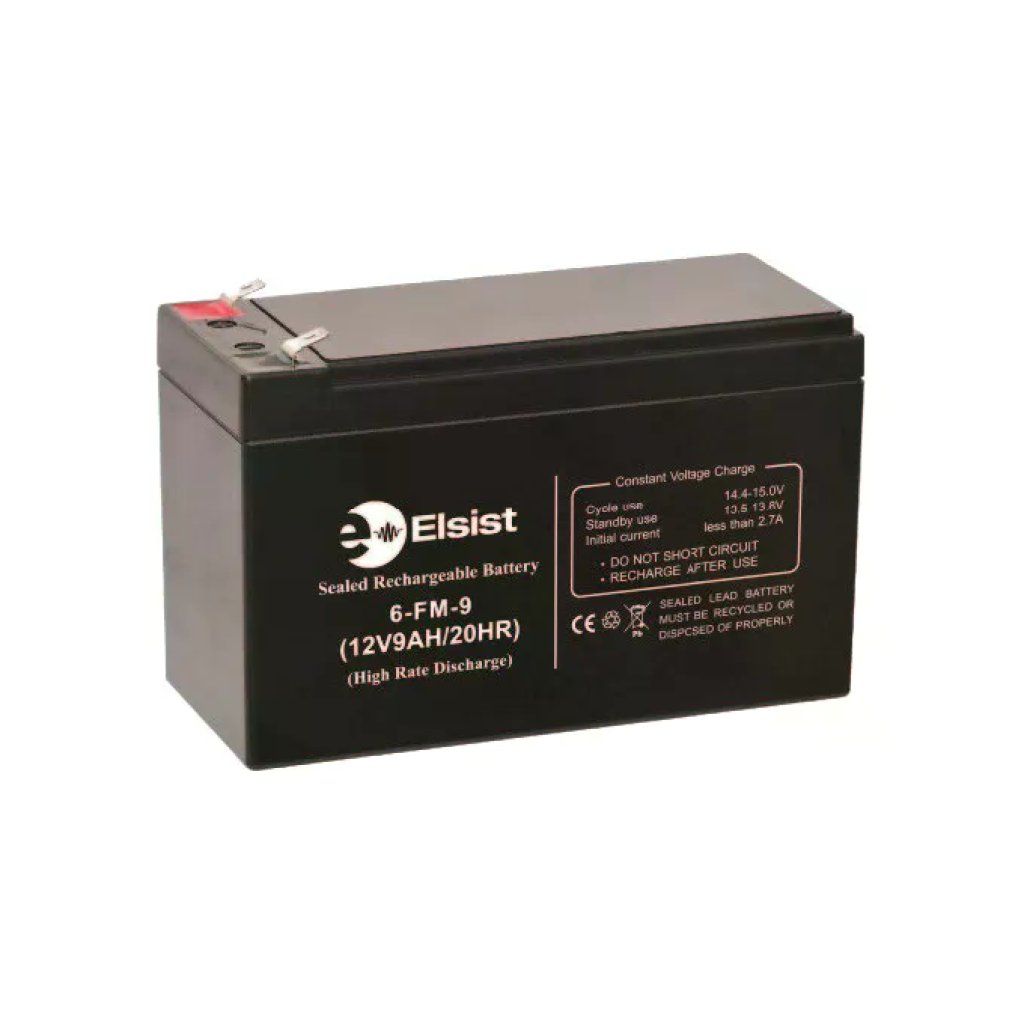 Elsist BT009R Batteria Ermetica Acido Piombo VRLA 12V 9Ah Ricaricabile per UPS e Antifurti colore Nero