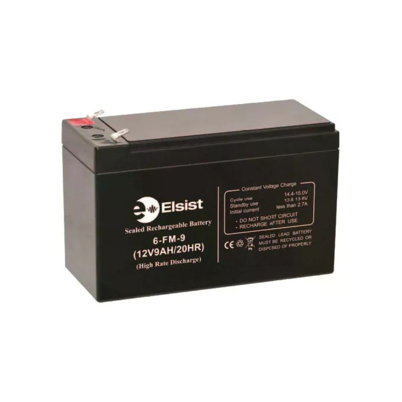 Elsist BT009R Batteria Ermetica Acido Piombo VRLA 12V 9Ah Ricaricabile per UPS e Antifurti colore Nero