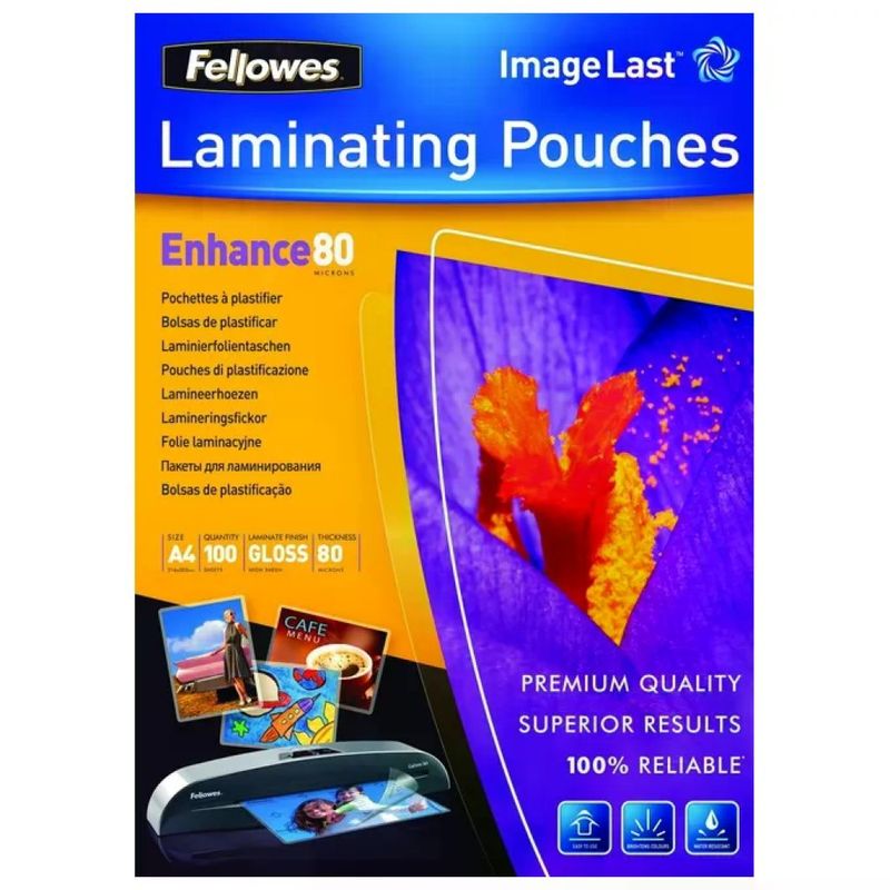 Fellowes Enhance80 Buste per Plastificazione A4 Lucide, 160 Micron, 100 Pezzi