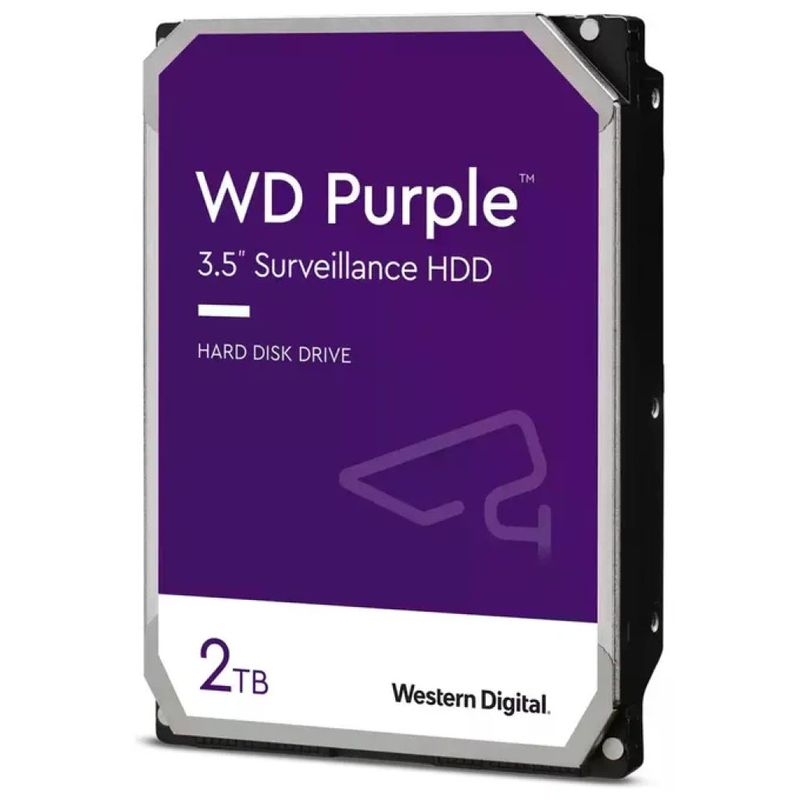 Western Digital WD23PURZ Purple HDD Disco Rigido Interno 2 TB 3.5'' SATA Sorveglianza 24-7 64 Camere 180 TB-anno