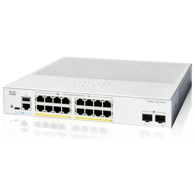 Cisco C1200-16P-2G Catalyst 1200-16P-2G Smart Switch 16 Porte GE PoE+ 2 SFP