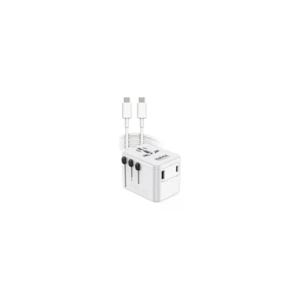 Karma Adattatore da Viaggio CC 9602USBC con Cavetto USB C Bianco