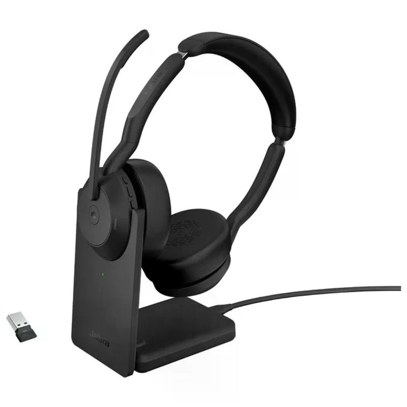 Jabra Evolve2 55 Cuffie Stereo Wireless Nere con ANC e Base di Ricarica