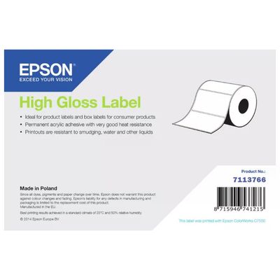 Epson High Gloss Label 7113766 Etichetta Autoadesiva Rotolo 102mm x 33m Lucida Inkjet
