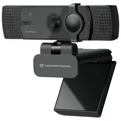 Conceptronic AMDIS07B Webcam 4K Ultra HD con Autofocus Risoluzione 3840x2160 a 30 fps Doppio Microfono Privacy