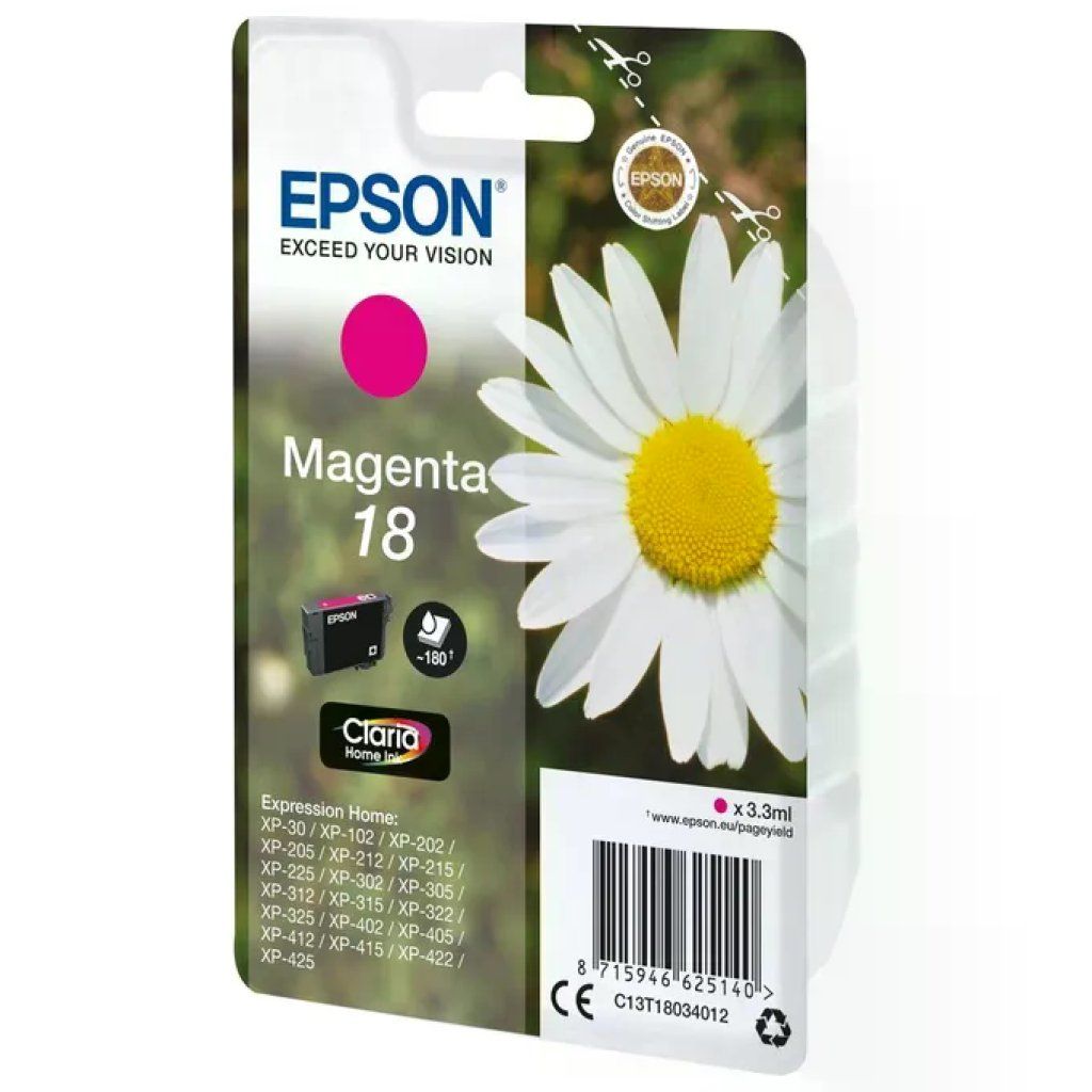 Epson C13T18034022 Margherita 18 Cartuccia Inkjet Claria Home 3,3 ml 180 pagine colore Magenta