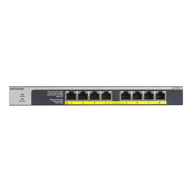 NETGEAR GS108LP Switch Gigabit PoE+ 8 porte, 60 W