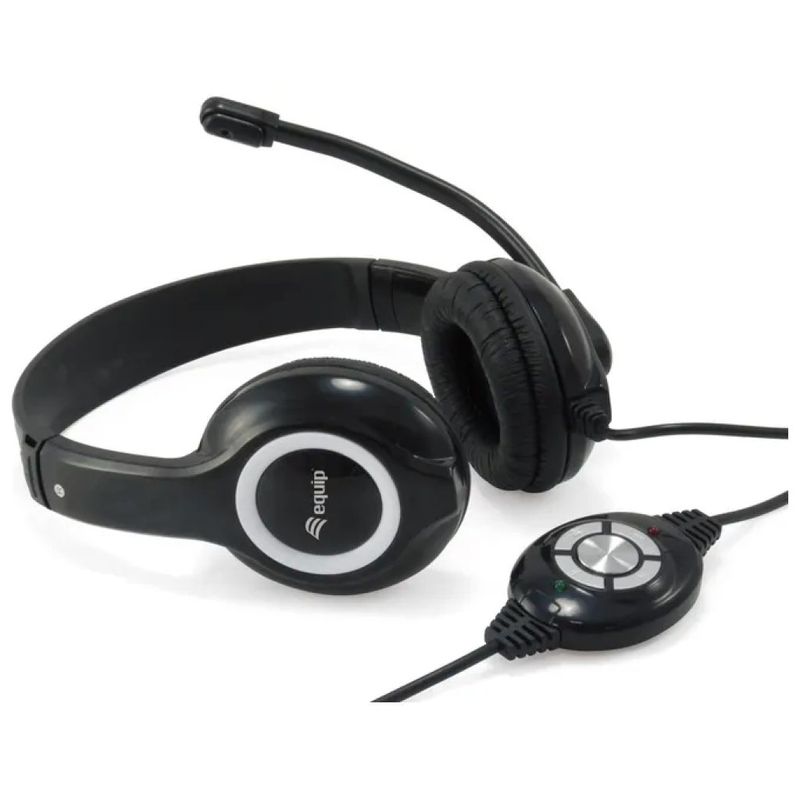 Equip 245301 Cuffie Stereo USB-A con Microfono, Cavo 2 m, Nere