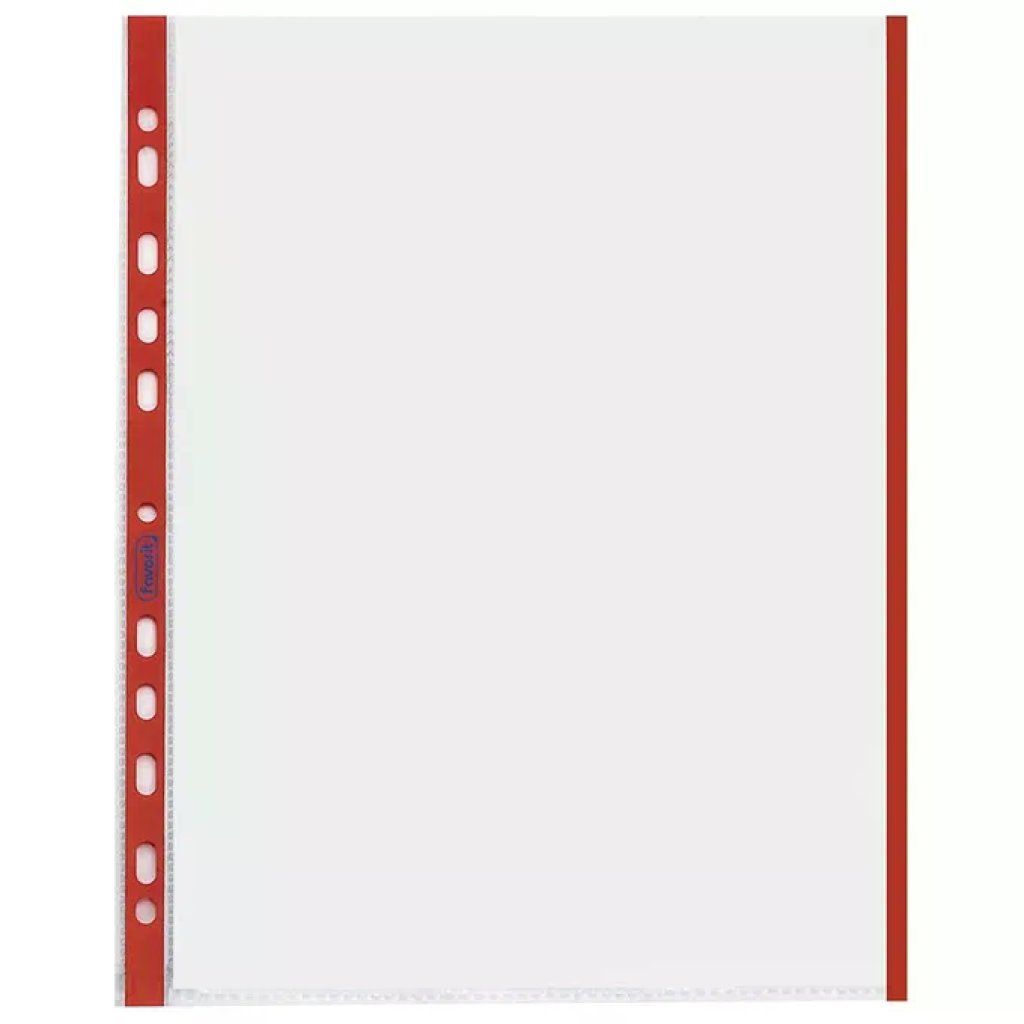 Favorit Linear Buste A4 a Foratura Universale, Finitura Buccia d'Arancia, Bordo Rosso, Confezione da 10 Favorit Linear Buste A4 a Foratura Universale, Finitura Buccia d'Arancia, Bordo Rosso, Confezione da 10