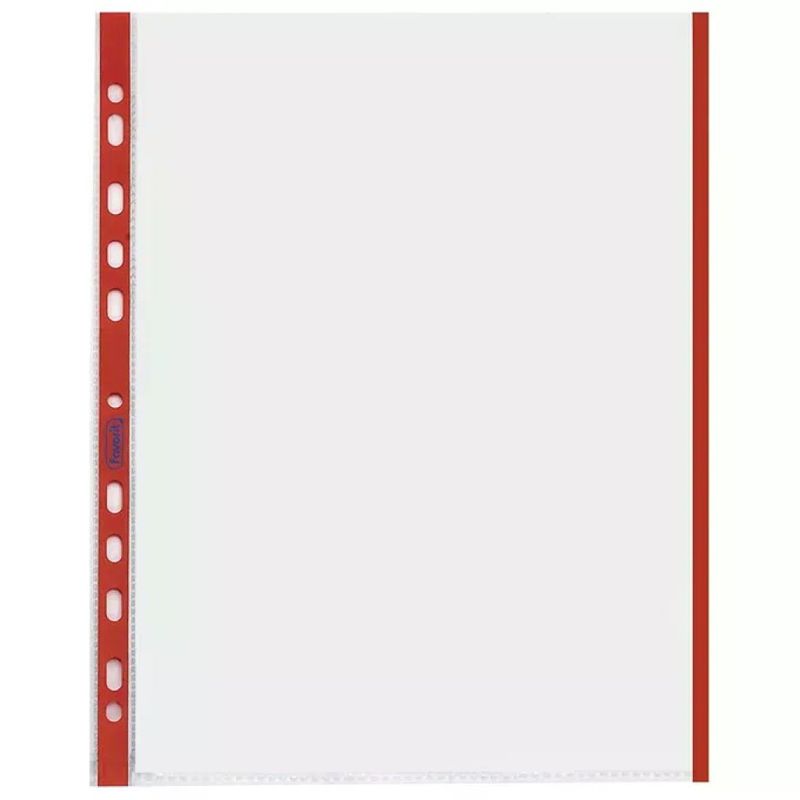 Favorit Linear Buste A4 a Foratura Universale, Finitura Buccia d'Arancia, Bordo Rosso, Confezione da 10