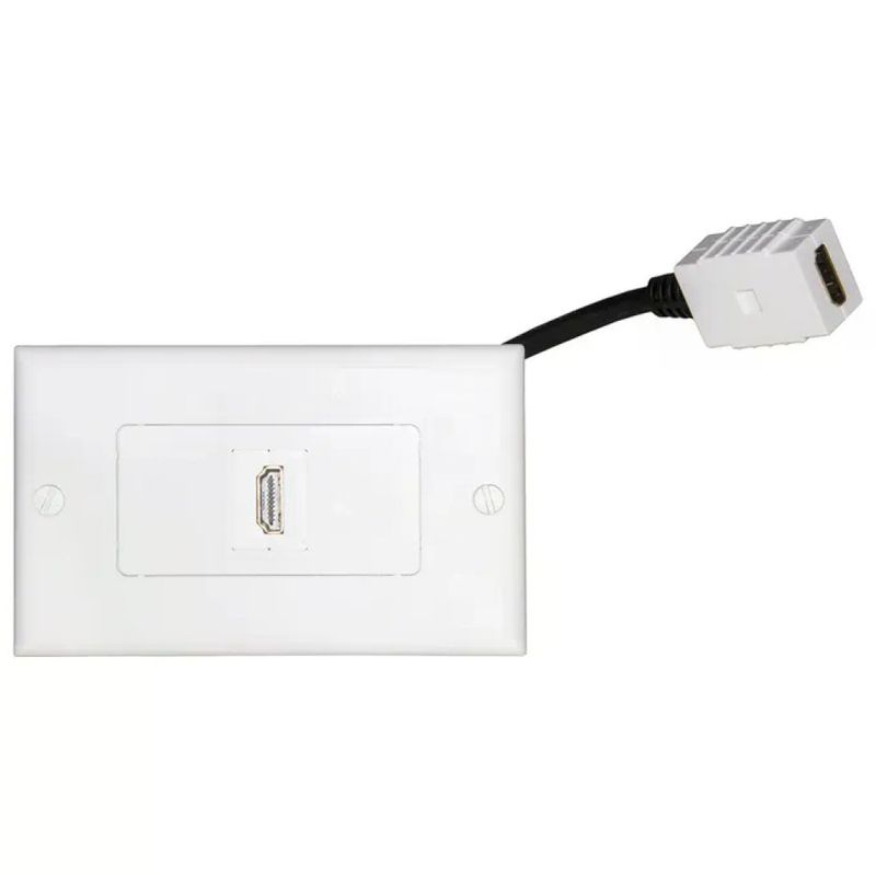 LINK LKLOR03 Placca HDMI da Parete per Scatola 503, Femmina/Femmina, Cavetto 14 cm, Bianca