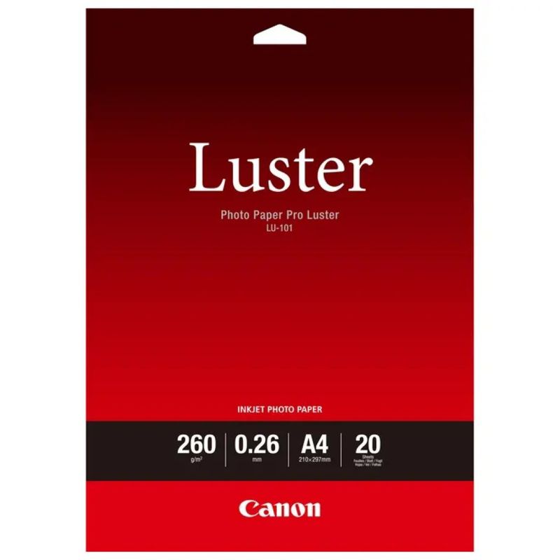 Canon Photo Paper Pro Luster LU-101, carta fotografica A4, 20 fogli
