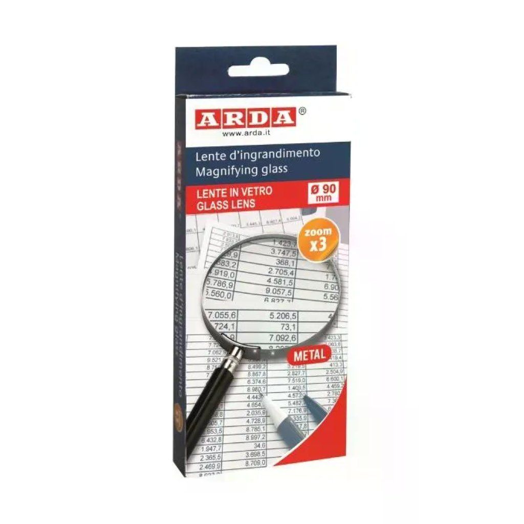 ARDA B2035576 Lente di ingrandimento in vetro ottico, 90 mm, 3x