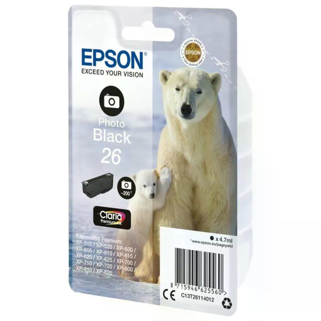 Epson 26 Photo Black – Cartuccia originale Claria Premium Epson 26 Photo Black – Cartuccia originale Claria Premium