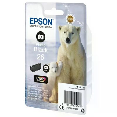 Epson 26 Photo Black – Cartuccia originale Claria Premium
