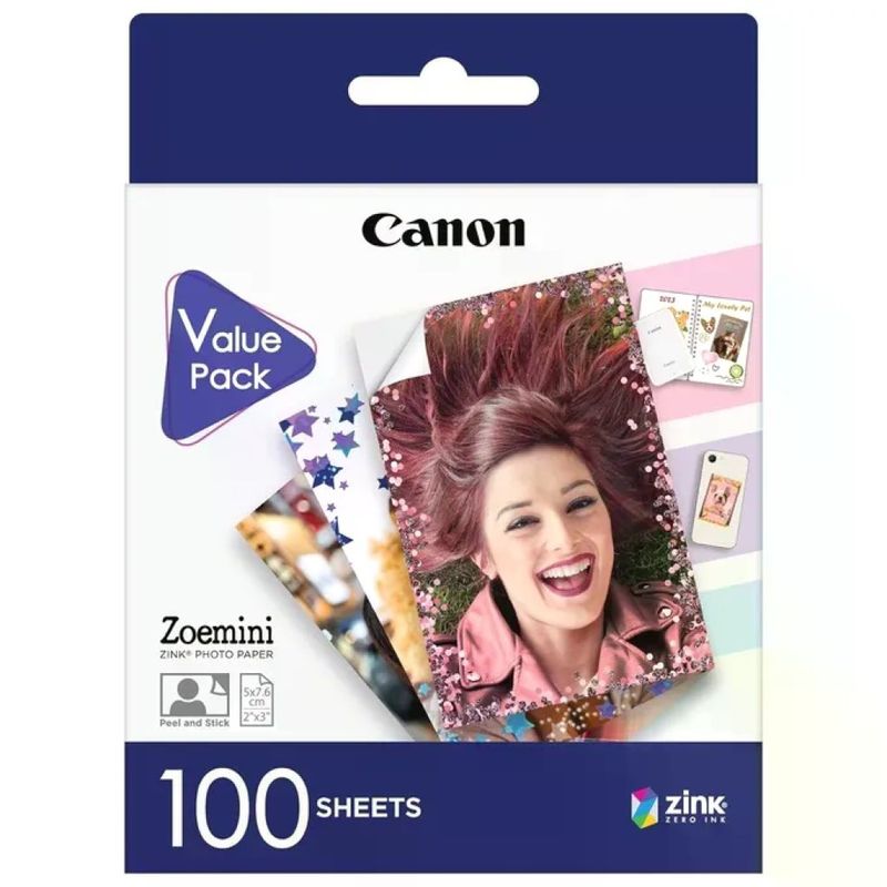 Canon Zoemini ZINK Carta Fotografica Adesiva 5 x 7,6 cm, 100 Fogli Canon Zoemini ZINK Carta Fotografica Adesiva 5 x 7,6 cm, 100 Fogli