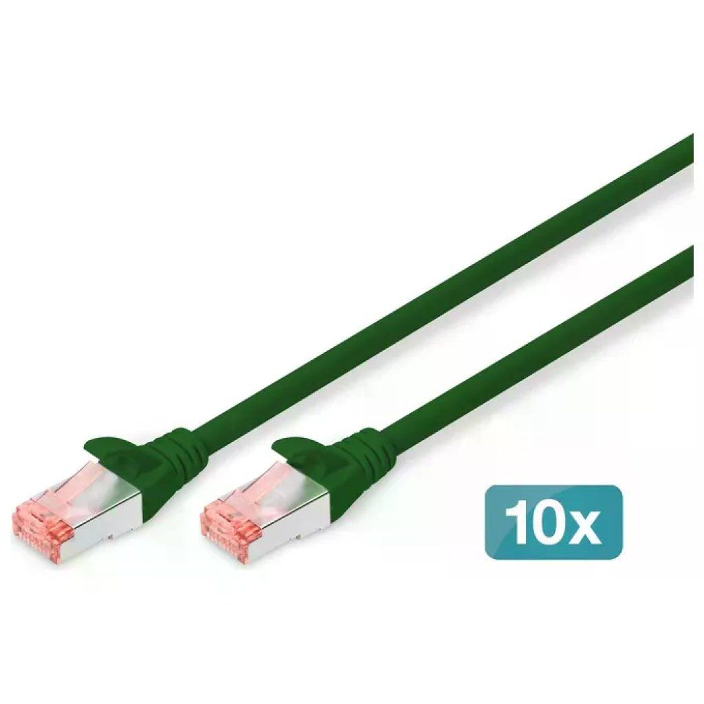 DIGITUS – Confezione da 10 Cavi Patch Cat. 6 S/FTP, 0,25 m, Verdi DIGITUS – Confezione da 10 Cavi Patch Cat. 6 S/FTP, 0,25 m, Verdi