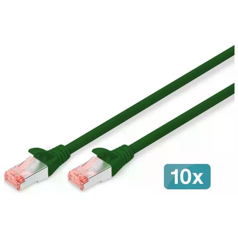 DIGITUS – Confezione da 10 Cavi Patch Cat. 6 S/FTP, 0,25 m, Verdi