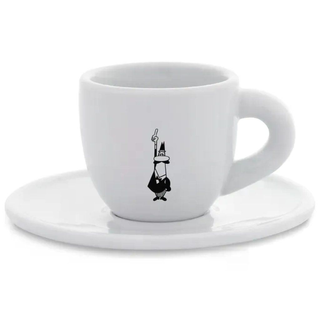 Bialetti Tazzina da Caffè Moka Omino Bianca con Piattino, 80 ml