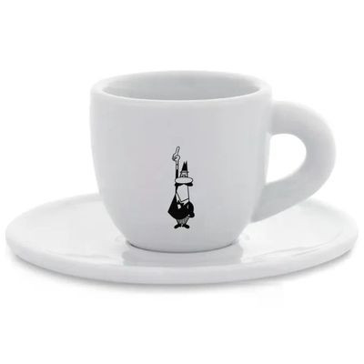Bialetti Tazzina da Caffè Moka Omino Bianca con Piattino, 80 ml Bialetti Tazzina da Caffè Moka Omino Bianca con Piattino, 80 ml