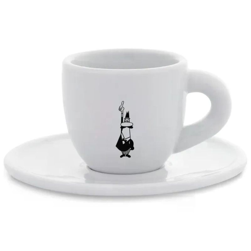 Bialetti Tazzina da Caffè Moka Omino Bianca con Piattino, 80 ml
