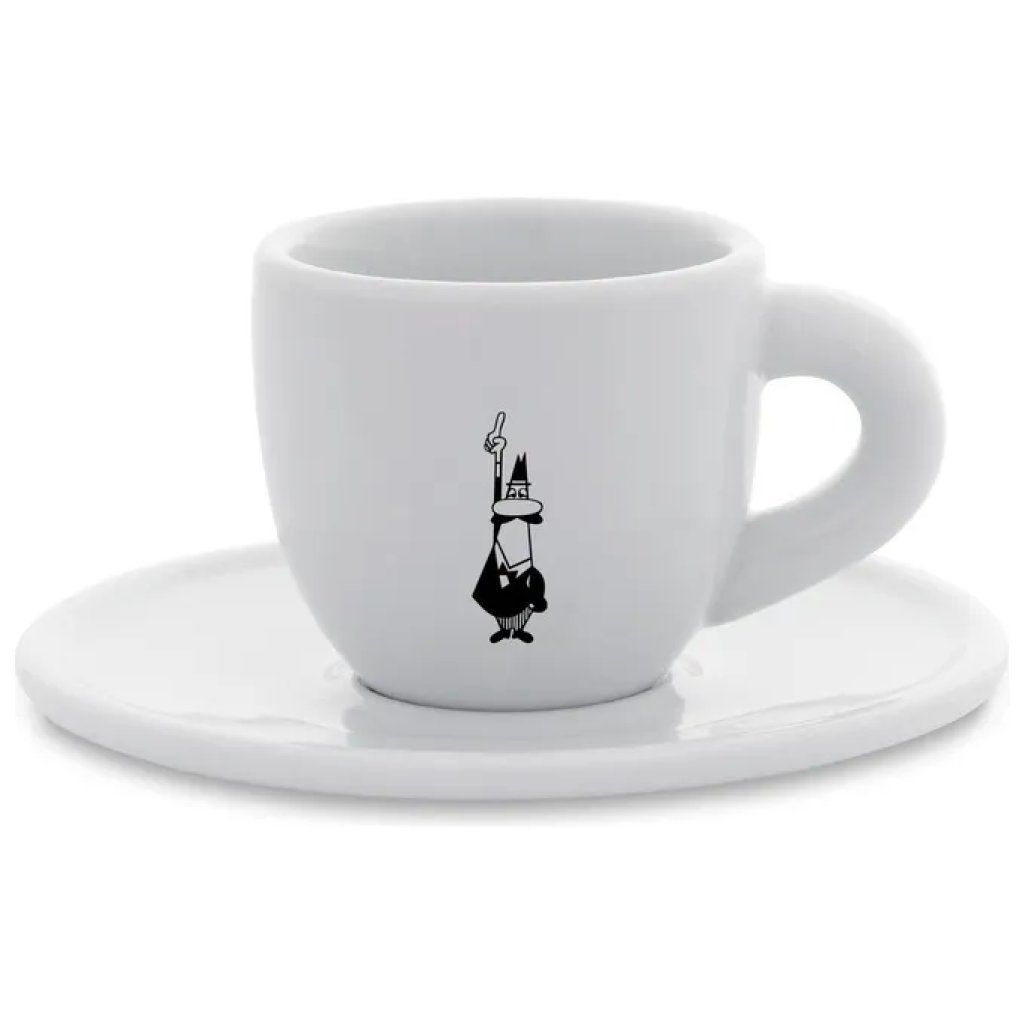 Bialetti Tazzina da Espresso Omino Bianco con Piattino, 80 ml