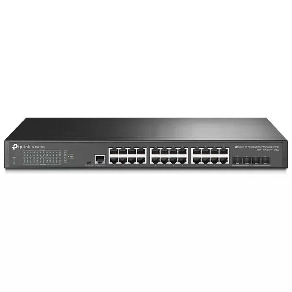 TP-Link Omada SG3428X Switch Gestito 24 Porte Gigabit, 4 Slot SFP+ 10G, 128 Gbit/s, Fanless, Nero TP-Link Omada SG3428X Switch Gestito 24 Porte Gigabit, 4 Slot SFP+ 10G, 128 Gbit/s, Fanless, Nero