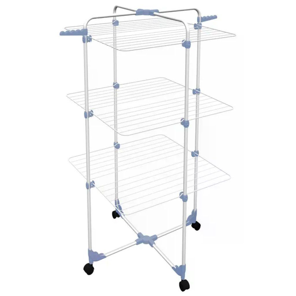 Gimi Modular 3 Stendibiancheria a Torre con Ruote, 30 m, Bianco-Blu