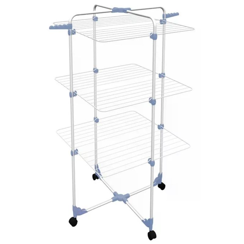 Gimi Modular 3 Stendibiancheria a Torre con Ruote, 30 m, Bianco-Blu