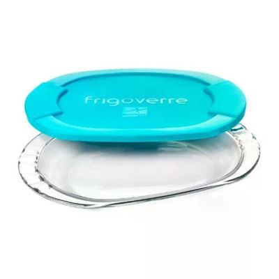 Bormioli Rocco Frigoverre Piatto Ovale con Coperchio Azzurro 27 x 19,4 cm