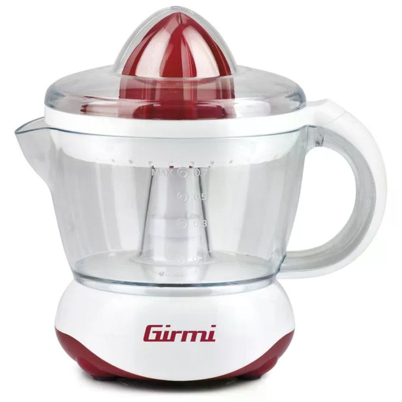 Girmi SR02 Spremiagrumi Elettrico 25 W con Doppia Coppa, 0,7 L – Rosso e Bianco