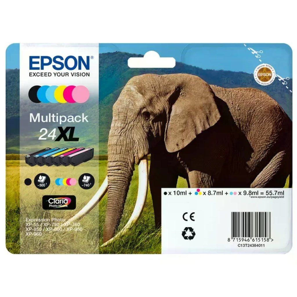 Epson Cartuccia Originale Magenta 24XL Elefante