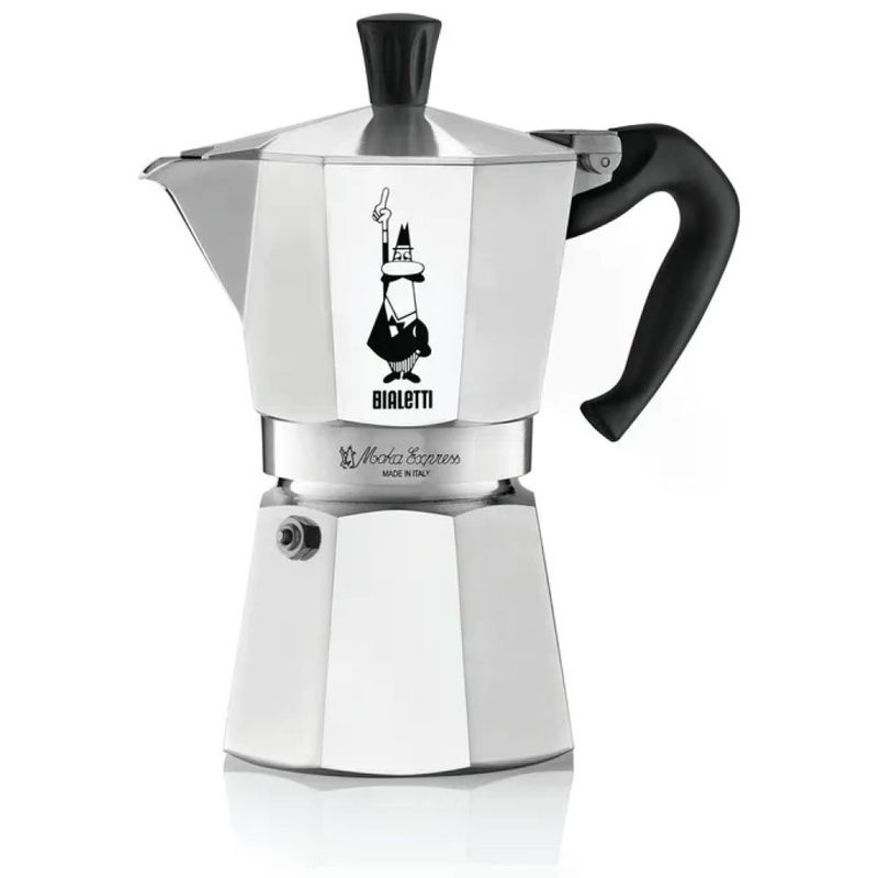 Bialetti Moka Express 4 Tazze in Alluminio, Argento
