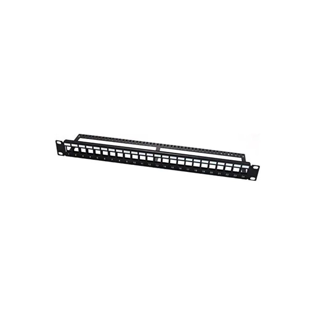 WP Europe Pannello Patch 1U per 24 Moduli Keystone, Nero