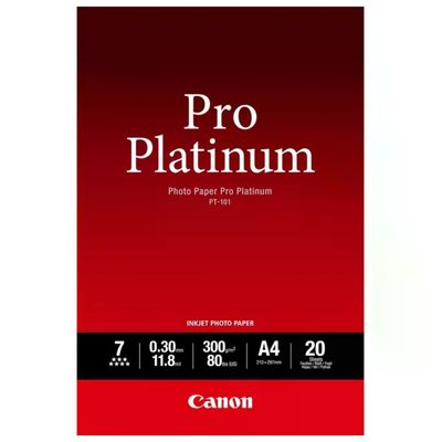 Canon Pro Platinum PT-101 Carta Fotografica A4 Ultra Lucida, 20 Fogli, 300 g/m²