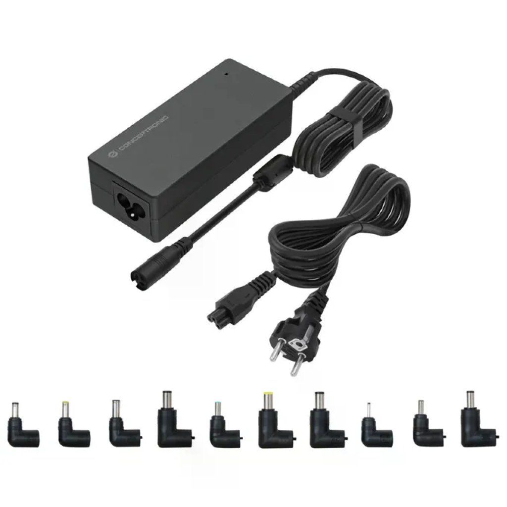 Conceptronic OZUL08B10 Caricabatteria Universale Laptop 90 W, 10 Connettori, Nero Conceptronic OZUL08B10 Caricabatteria Universale Laptop 90 W, 10 Connettori, Nero