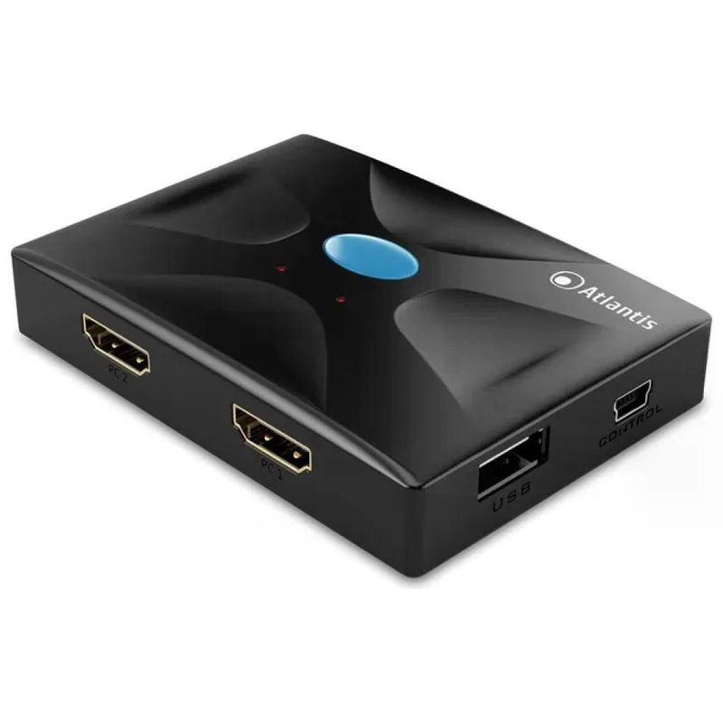 Atlantis P021-MTHK02 Switch KVM HDMI USB a 2 Porte con 2 Cavi Atlantis P021-MTHK02 Switch KVM HDMI USB a 2 Porte con 2 Cavi
