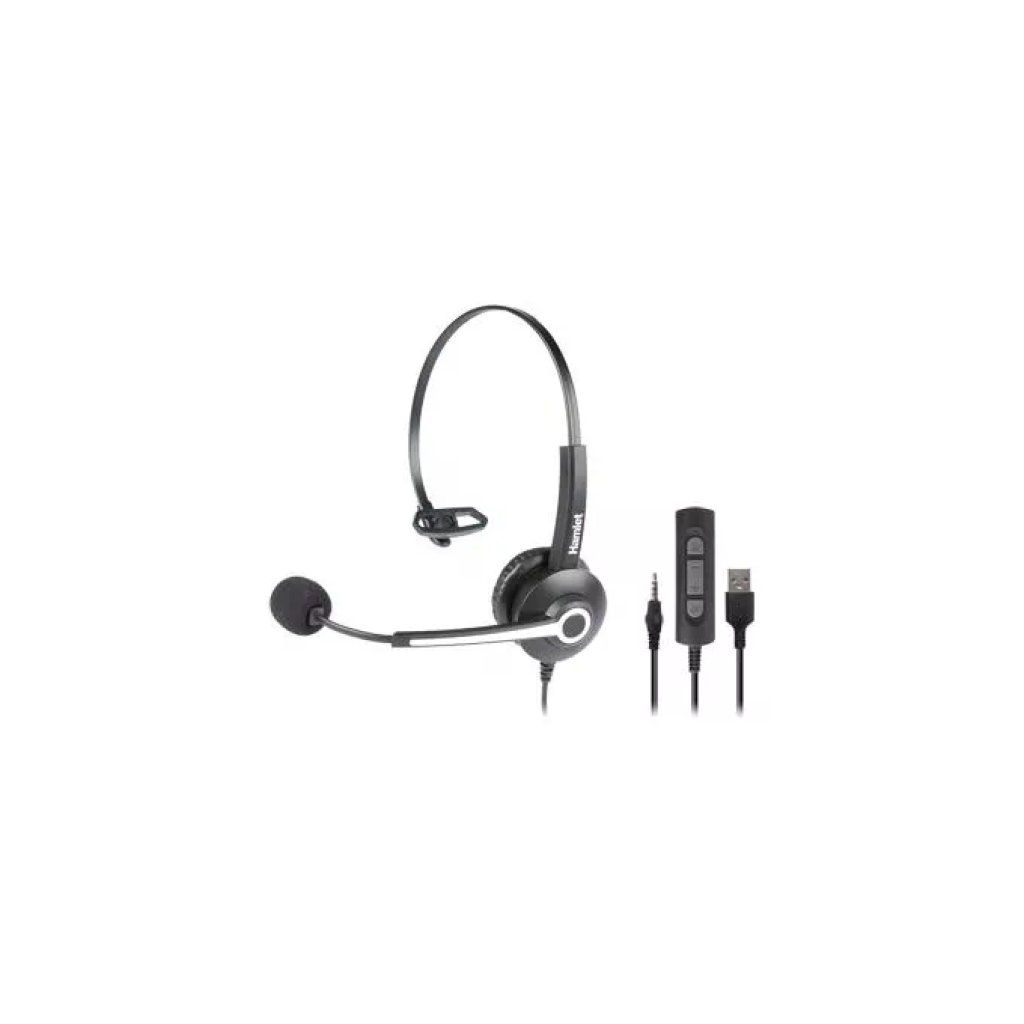 Hamlet Renova HHEADM-UJM – Cuffia monoaurale USB e Jack 3,5 mm con microfono