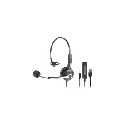 Hamlet Renova HHEADM-UJM – Cuffia monoaurale USB e Jack 3,5 mm con microfono